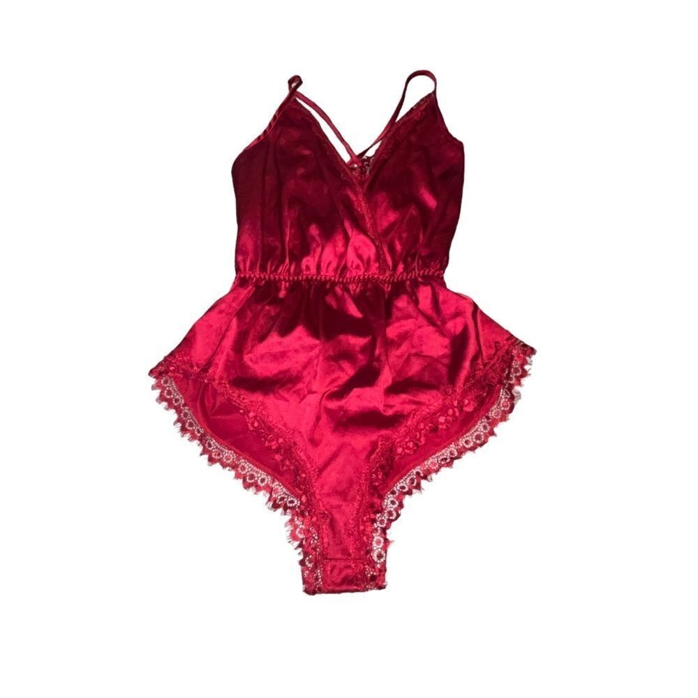 Avid Love Red Satin Teddy Bodysuit